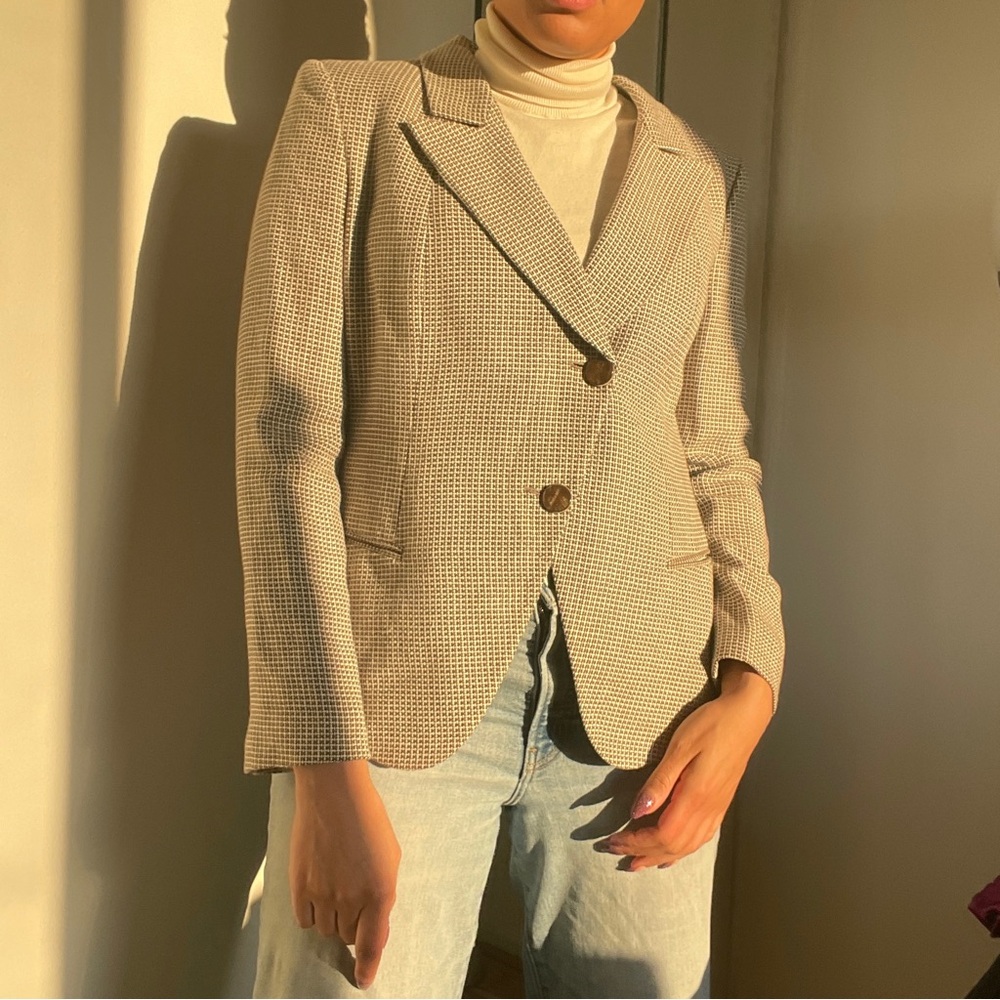 Giorgio Armani Checkered Beige Blazer